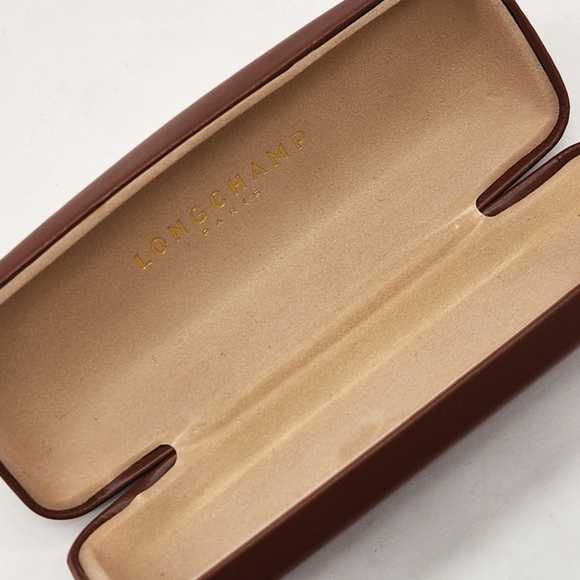 Longchamp Paris eyeglasses case hard shell brown sunglasses eyewear quiet luxury - Picture 6 of 7
